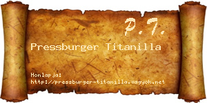 Pressburger Titanilla névjegykártya